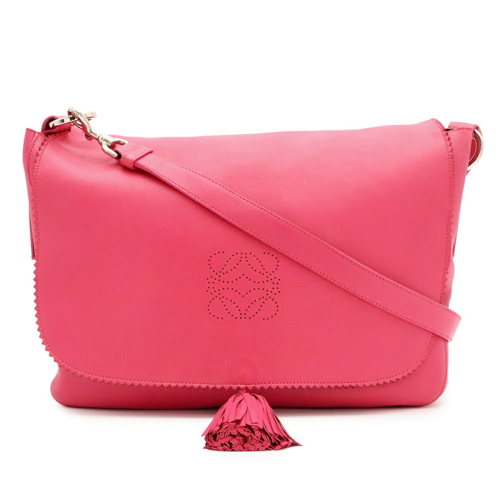 LOEWE Anagram Perforated Shoulder Bag with Tassel, Nappa Leather, Pink